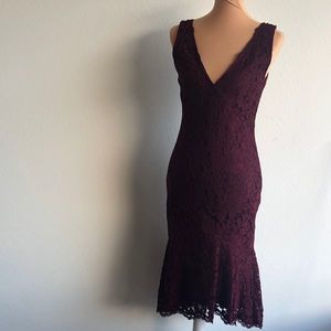 BHLDN Lace Midi Dress Burgundy Size 8